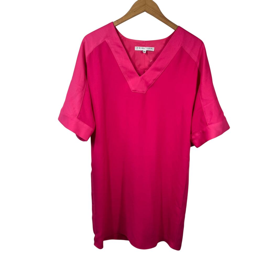 Trina Turk Dress Women S Pink TShirt Dress Made USA Minimal Dolman Sleeve Summer